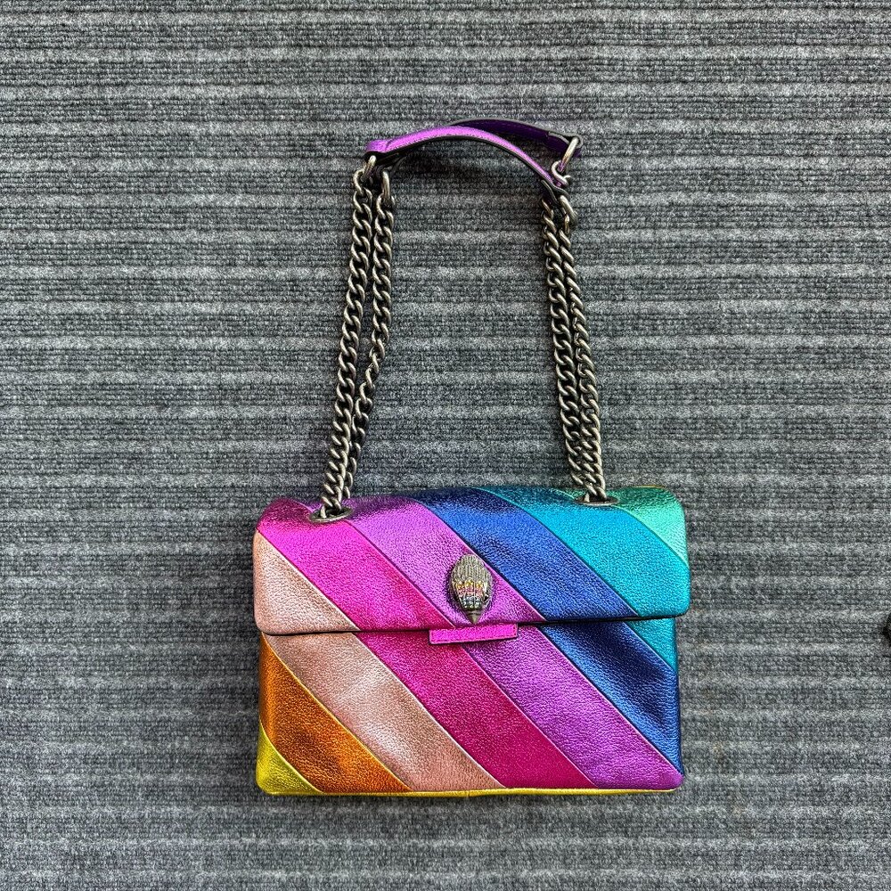 Large Kensington Leather Crossbody Purse- Rainbow